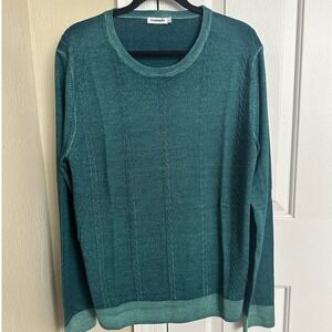 J.Lindeberg XL Green Merino Wool Knit Sweater Coleman Washed‎ Braid Golf Luxury